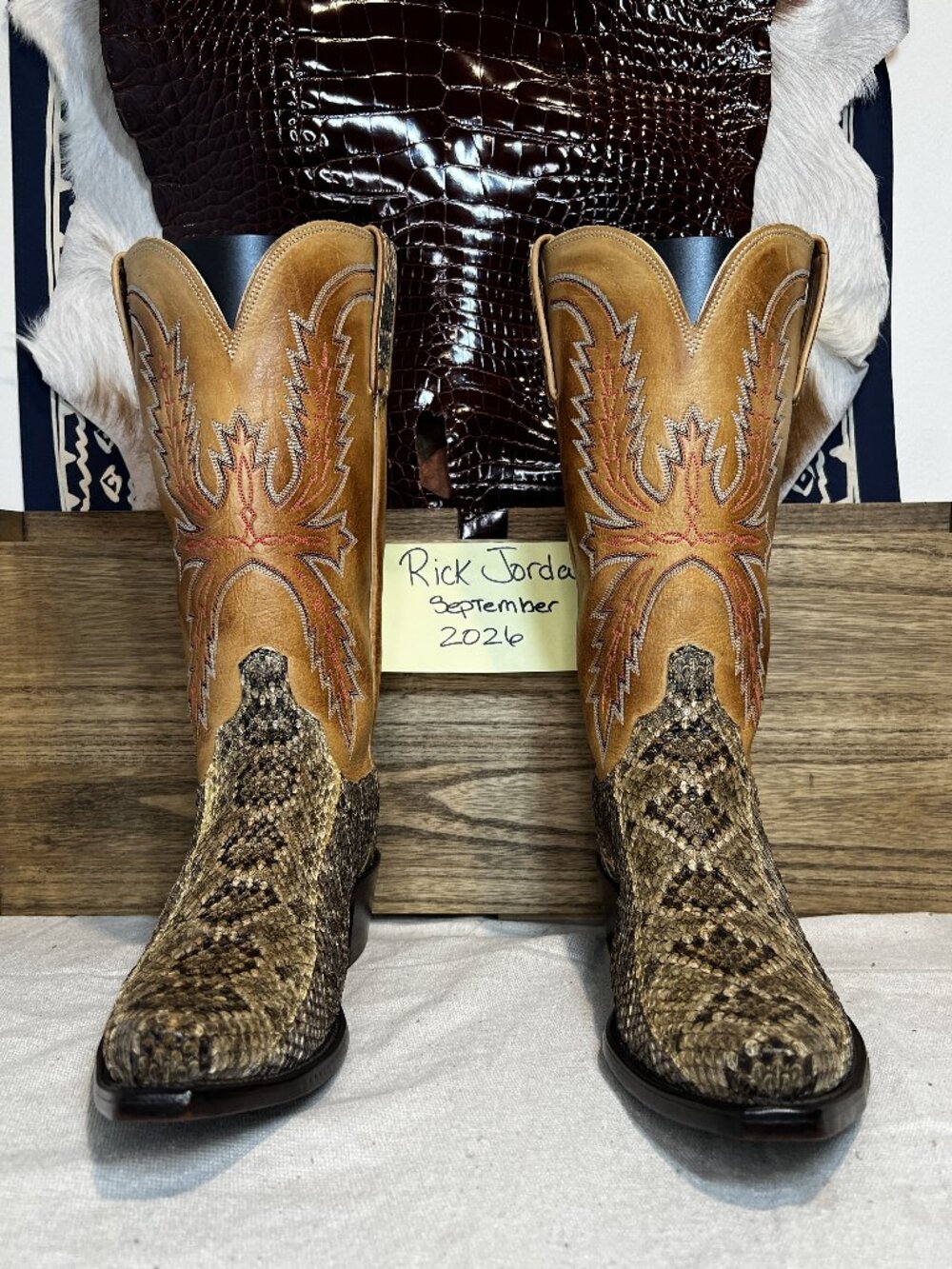 Lucchese Diamondback Rattlesnake Cowboy Boots in Men's size 9.5D